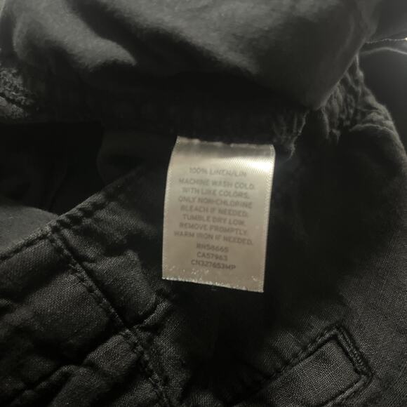 Caslon Womens 100% Linen Pants Size 2P Petite Black Hook Loop Button Details - Picture 5 of 8